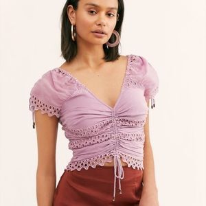 Free people Cecilia corset crop top blouse lilac berry